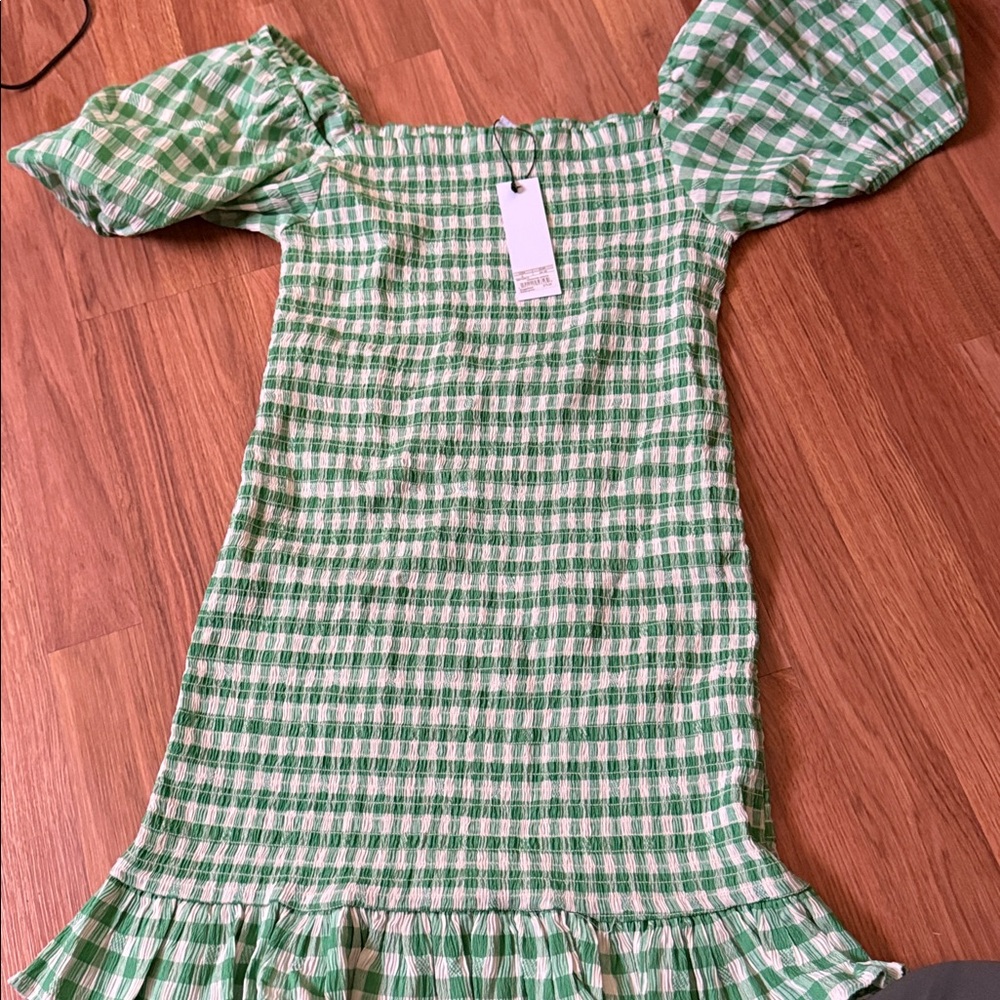 Steve Madden Green and White Checkered Dress